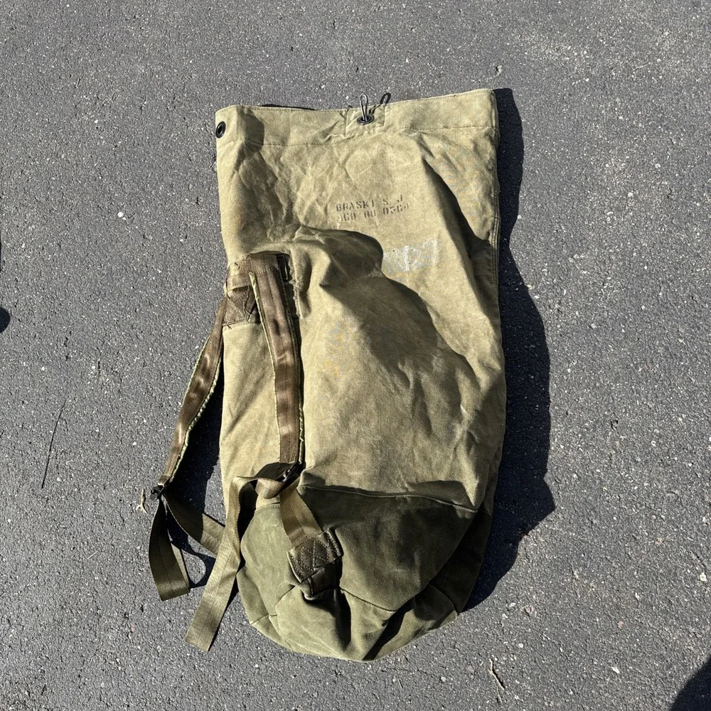 Military Duffle Bag Rucksack OD Type 2 W/straps Canvas TOP LOAD Army Brown